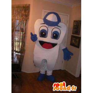Mascot kæmpe tand hvid og blå tand kostume - Spotsound maskot