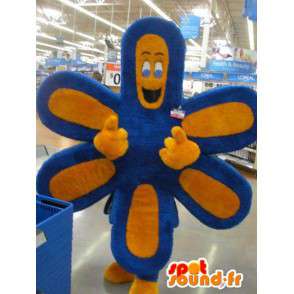 Mascot shaped yellow flower and blue - costume flower - MASFR003594 - Mascots of plants