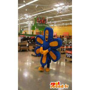 Mascot vormige gele en blauwe bloem - Flower Costume - MASFR003594 - mascottes planten