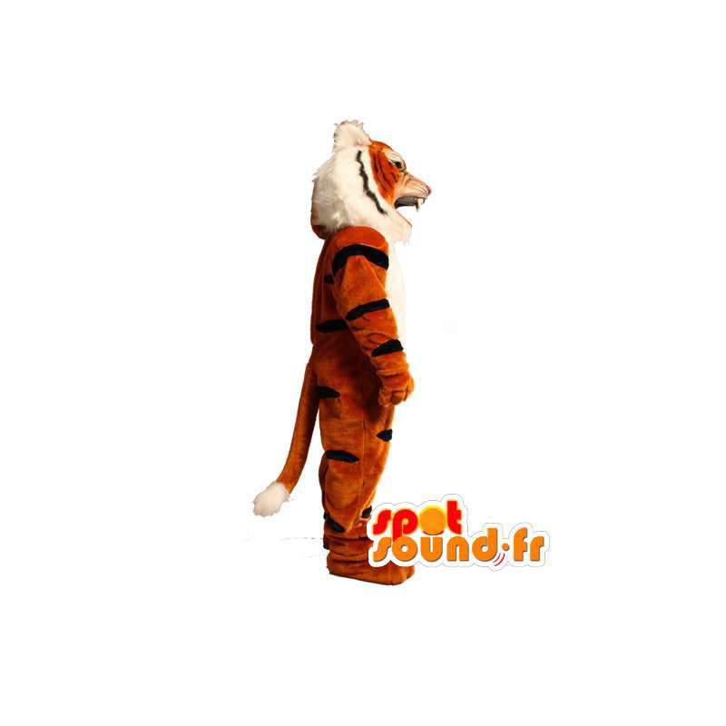 Gestreifte orange Tiger-Maskottchen schwarz - Kostüm Tiger - MASFR003604 - Tiger Maskottchen