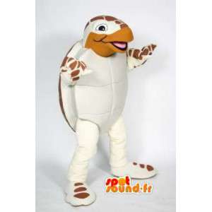Mascot tartaruga branco e marrom - Traje Turtle - MASFR003606 - Mascotes tartaruga