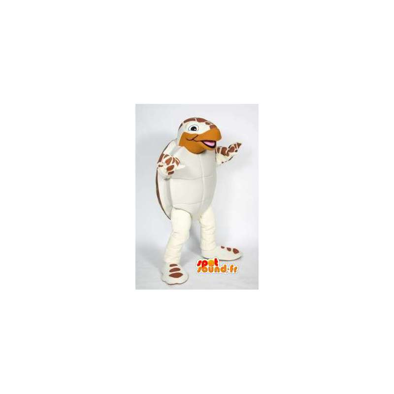 Maskot hvit og brun skilpadde - Turtle Costume - Turtle maskoter - MASFR003606 - SpotSound.fr