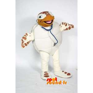 Maskot hvit og brun skilpadde - Turtle Costume - Turtle maskoter - MASFR003606 - SpotSound.fr