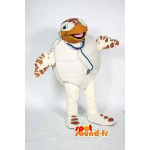 Maskot hvit og brun skilpadde - Turtle Costume - Turtle maskoter - MASFR003606 - SpotSound.fr