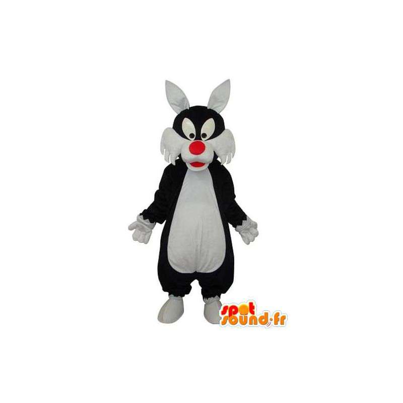 Costume de chat noir et blanc – Déguisement de chat en peluche  - MASFR003614 - Mascottes de chat