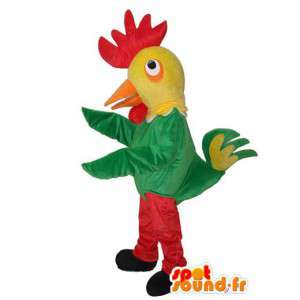 Mascota del gallo rojo verde amarillo - traje colorido gallo - MASFR003620 - Mascota de gallinas pollo gallo