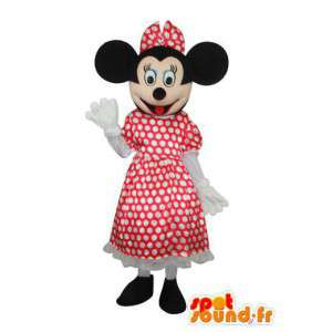 白い水玉模様の赤いドレスのマウスコスチューム-MASFR003624-ミッキーマウスのマスコット