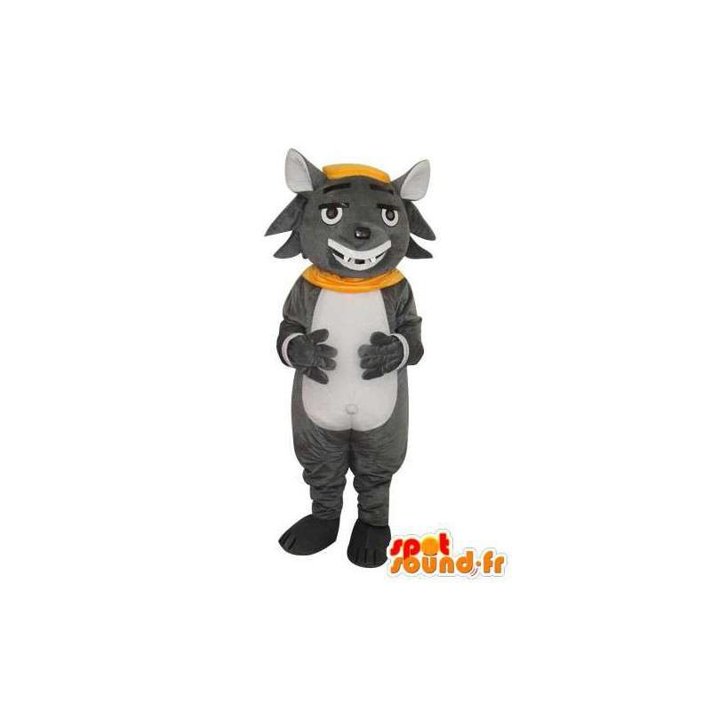 Mouse mascot white black yellow scarf - MASFR003632 - Mouse mascot