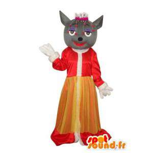 Maus-Outfit mit roten Kleid und gelbe Bank - MASFR003633 - Maus-Maskottchen