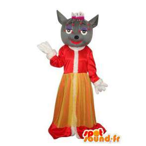 Hiiri asu keltainen ja punainen mekko penkki  - MASFR003633 - hiiri Mascot