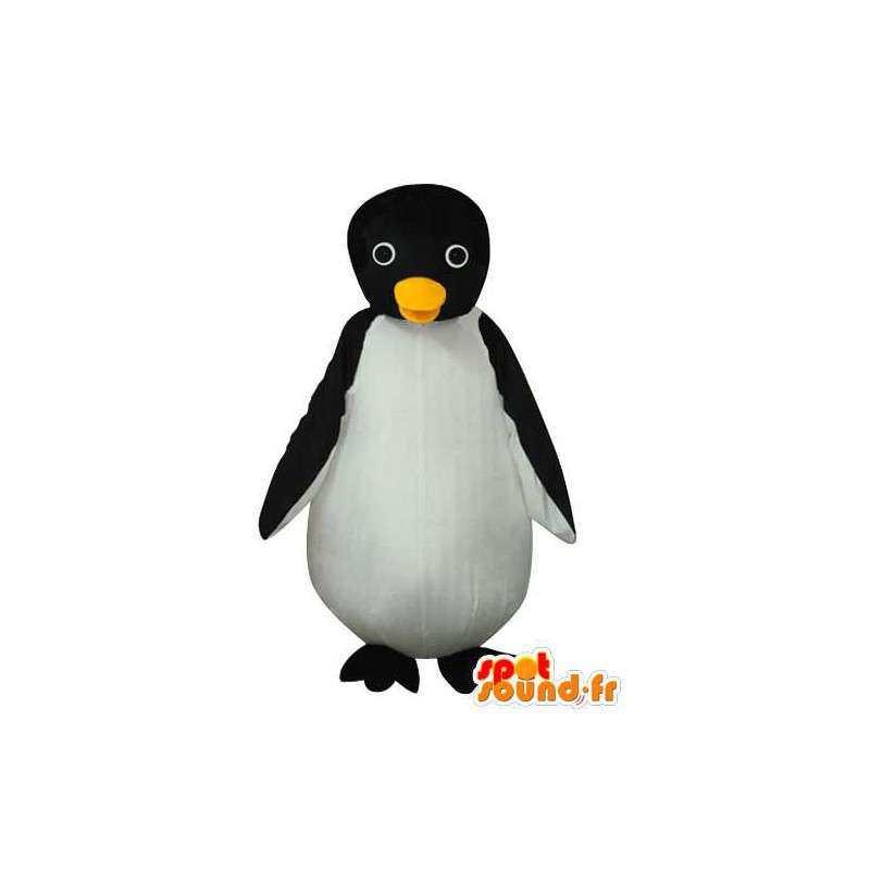 Maskot svart hvit pingvin med gult nebb  - MASFR003648 - Penguin Mascot