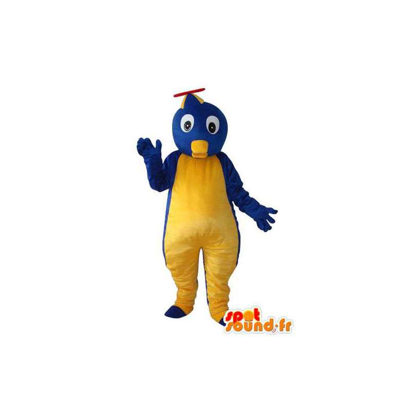 Gul og blå plys karakter kostume - Spotsound maskot
