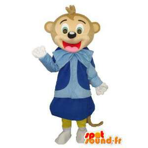 Beige plush mascot character dressed in blue  - MASFR003653 - Mascots unclassified