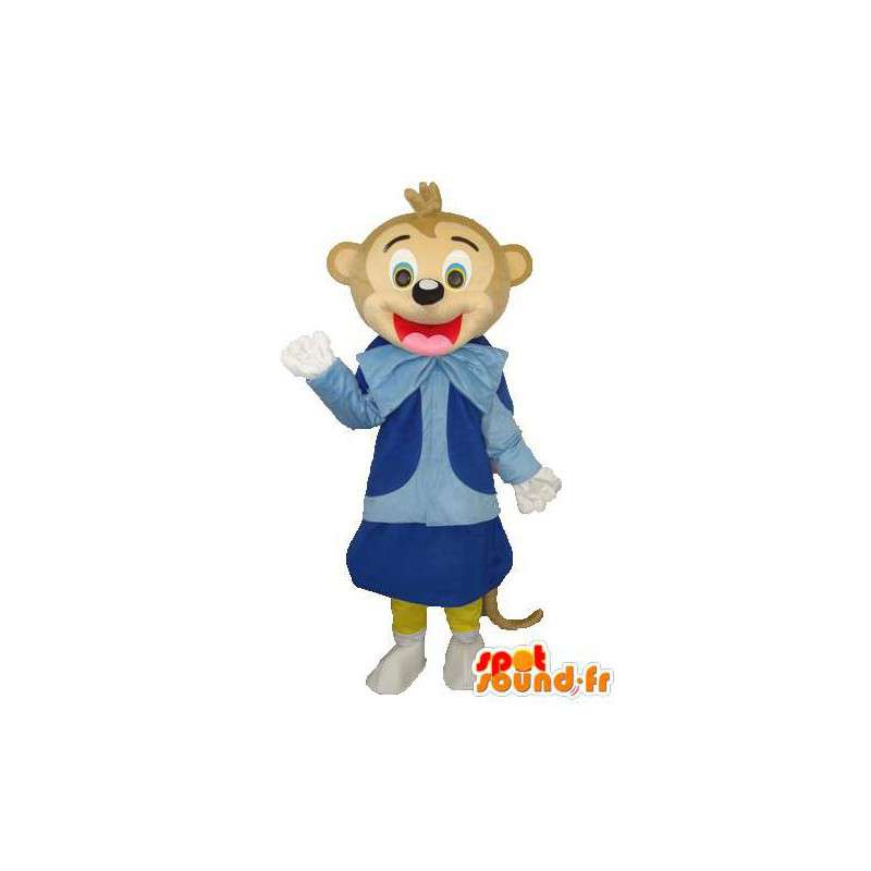 Mascotte personnage en peluche beige habillée en bleu  - MASFR003653 - Mascottes non-classées
