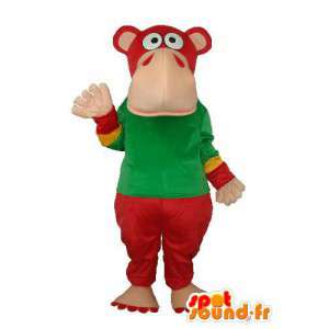 Maskotti punainen vihreä virtahepo - Hippo Costume - MASFR003654 - Hippo Maskotteja
