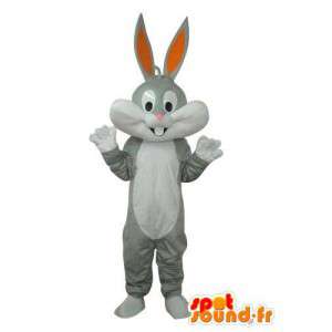 Mascot weiss grau Kaninchen - Kaninchen-Kostüm Plüsch - MASFR003661 - Hase Maskottchen