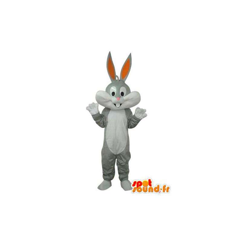 Branco cinza mascote coelho - Fantasia de Coelho Plush - MASFR003661 - coelhos mascote