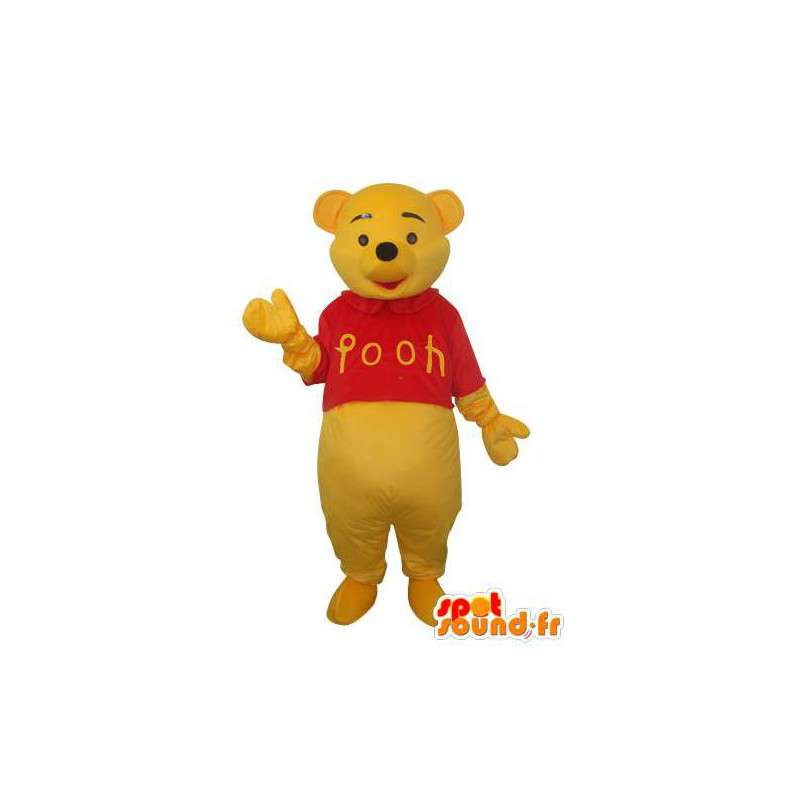 Mascotte de chien en peluche de couleur jaune et rouge  - MASFR003675 - Mascottes de chien