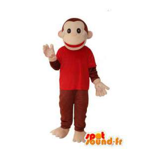 Hnědá opice maskot v červené košili - opice kostým - MASFR003687 - Monkey Maskoti