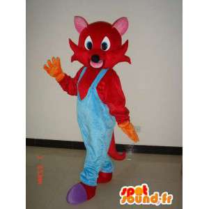 Mascot rode vos met blauwe overalls - Plush Costume - MASFR00288 - Fox Mascottes