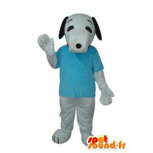 Beige hundedragt i blå t-shirt - Monkey maskot - Spotsound