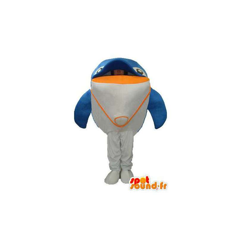 Fish mascot plush white yellow blue - costume fish - MASFR003713 - Mascots fish