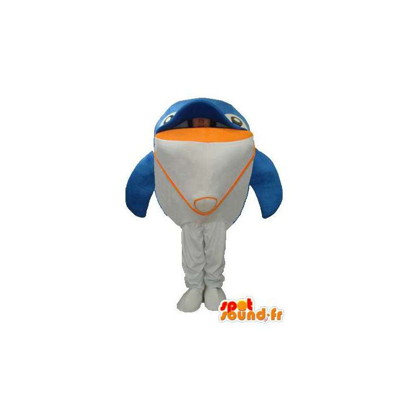 Plys fisk maskot blå hvid gul - fisk kostume - Spotsound maskot