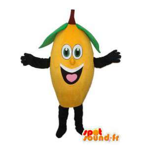 Amarelo mascote da banana preto e verde - traje de banana - MASFR003721 - frutas Mascot