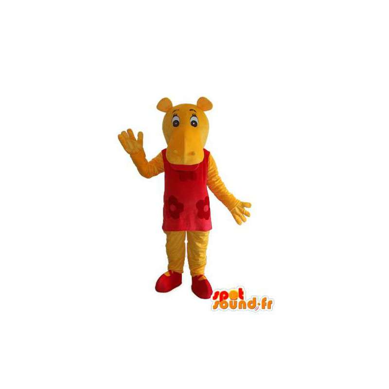 Mascot - Hippopotamus red and yellow - hippo disguise - MASFR003722 - Mascots hippopotamus