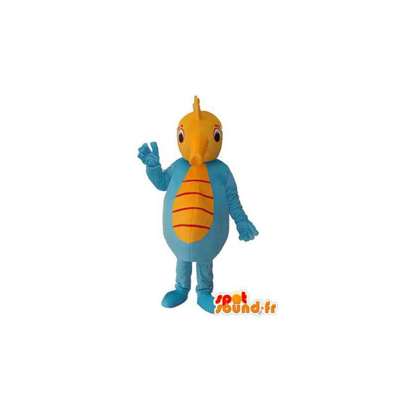 Mascot pluche zeepaardje in blauw geel en rood - MASFR003724 - Mascottes van de oceaan