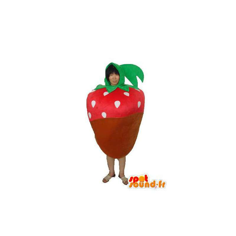 Mascot marrón rojo y tomate verde - traje de tomate - MASFR003725 - Mascota de la fruta