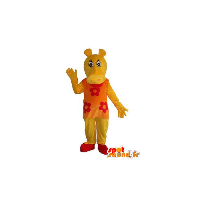 Mascot - Hippopotamus red yellow - hippo costume - MASFR003726 - Mascots hippopotamus