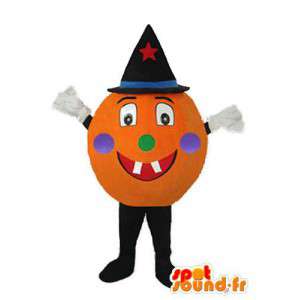 Orange ballonmaskot med hat og sorte fødder - Spotsound maskot