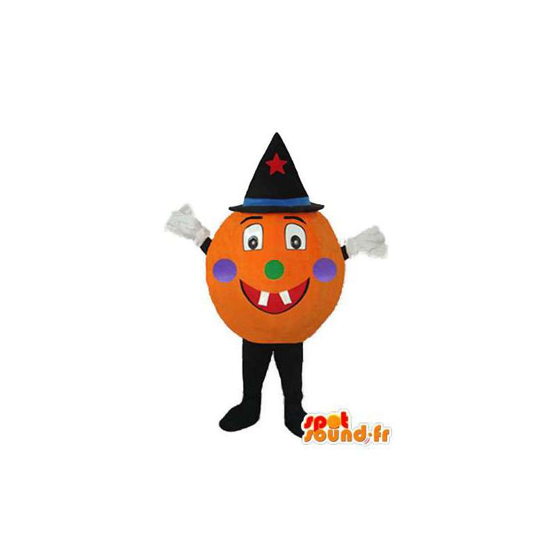 Orange ballonmaskot med hat og sorte fødder - Spotsound maskot