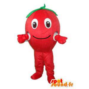 Punainen tomaatti vihreitä lehtiä maskotti - tomaatti valepuvussa - MASFR003734 - hedelmä Mascot