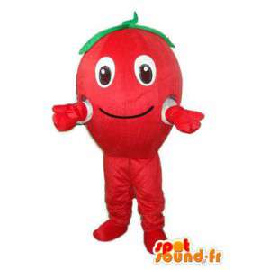 Rode tomaat met groen blad mascotte - tomaat vermomming - MASFR003734 - fruit Mascot