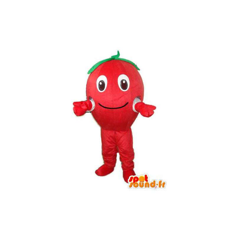 Maskot rød tomat med grønt blad - tomat forklædning - Spotsound