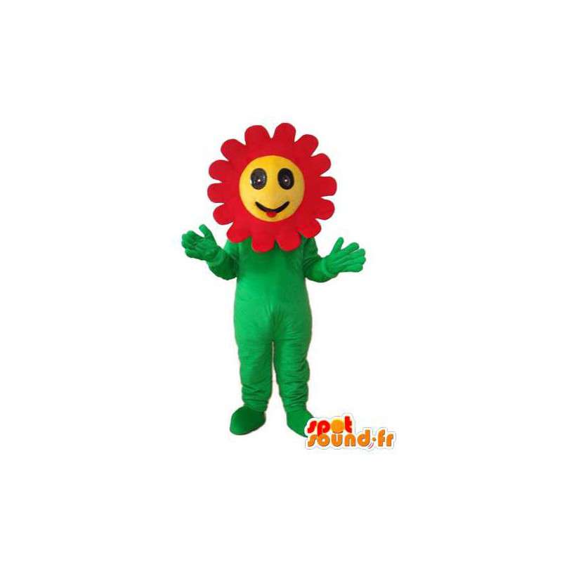Plantaardige mascotte hoofd reptiel gele en rode zonnebloem  - MASFR003737 - mascottes planten