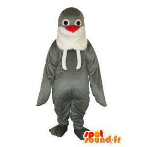 Branco cinzento do pinguim mascote - cinza branca pinguim traje  - MASFR003739 - pinguim mascote
