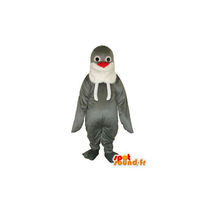 Mascota pingüino gris blanco - gris blanco pingüino traje - MASFR003739 - Mascotas de pingüino
