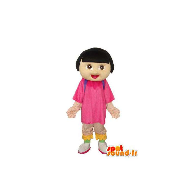 Fylld liten flickamaskot - beige flickadräkt - Spotsound maskot