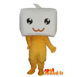 Amarillo de peluche cabeza de la mascota blanca TV - Traje de felpa - MASFR003758 - Mascotas de objetos