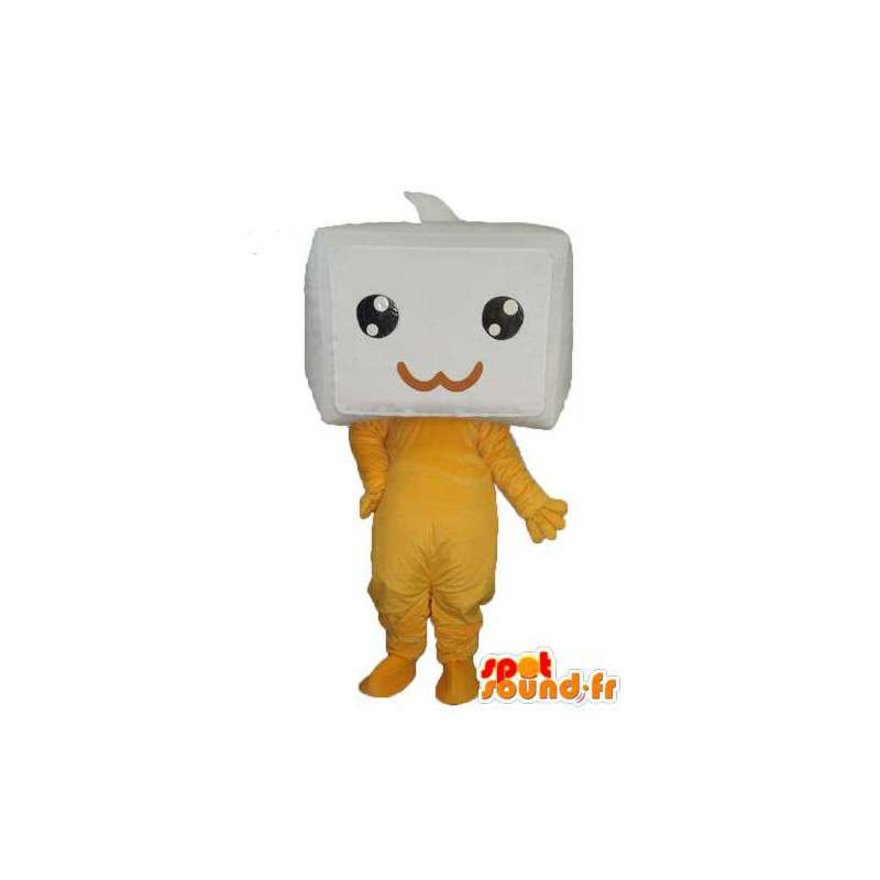 Amarillo de peluche cabeza de la mascota blanca TV - Traje de felpa - MASFR003758 - Mascotas de objetos