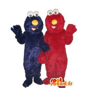 Double mascotte pluche rood en blauw - mascottes paar - MASFR003760 - Mascottes 1 Sesame Street Elmo