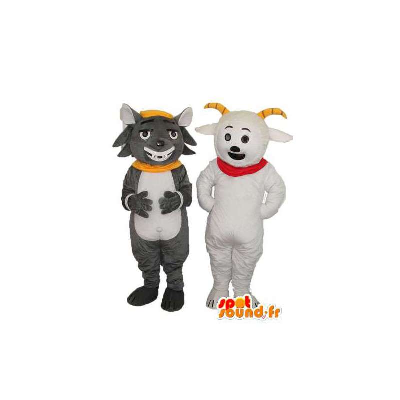 Double mascotte souris grise ours blanc — Déguisement souris ours  - MASFR003764 - Mascotte d'ours
