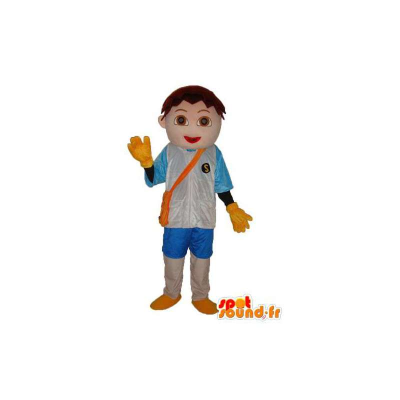 Mascot boy t-shirt and blue vest - Boy disguise  - MASFR003768 - Mascots boys and girls