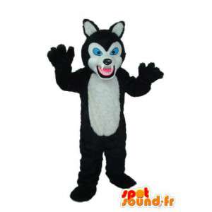 Black Cat Mascot valkoinen, siniset silmät - kissa puku - MASFR003776 - kissa Maskotteja