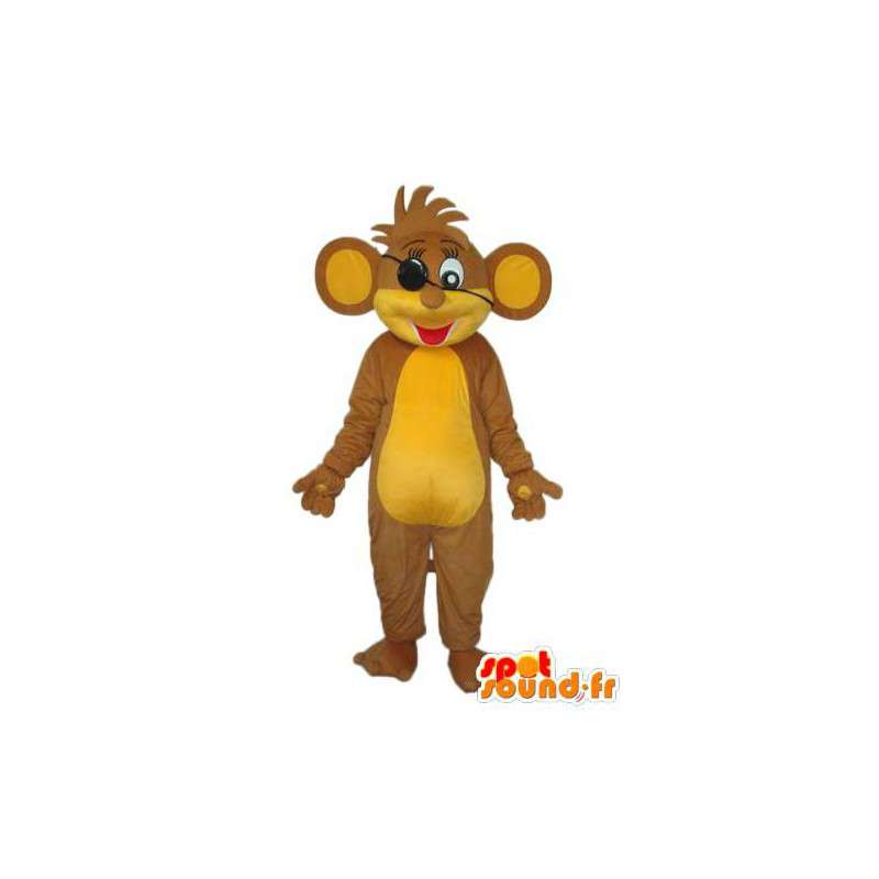 Keltainen ruskea hiiri maskotti - Hiiri pehmo perässä - MASFR003787 - hiiri Mascot