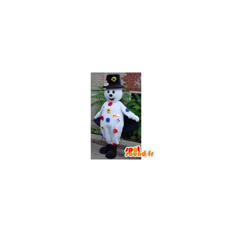 Mascot sneeuwpop - hoed en bloemaccessoires - MASFR00214 - man Mascottes