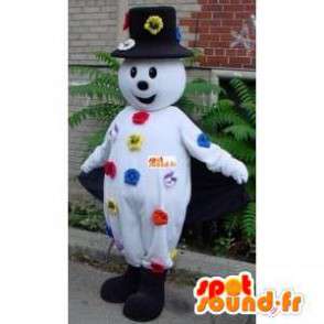 Mascot sneeuwpop - hoed en bloemaccessoires - MASFR00214 - man Mascottes